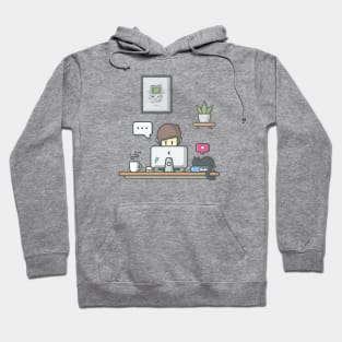 Man working on laptop with cat Hoodie